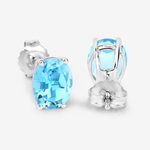 4.00 Carat Genuine Swiss Blue Topaz .925 Sterling Silver Earrings - Earrings - Custom Crafting Alliance, LLC