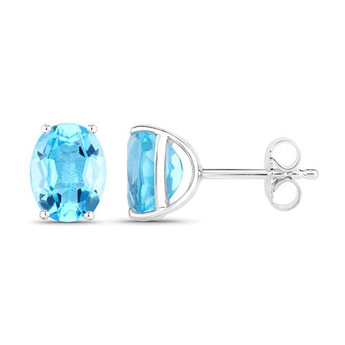 4.00 Carat Genuine Swiss Blue Topaz .925 Sterling Silver Earrings - Earrings - Custom Crafting Alliance, LLC