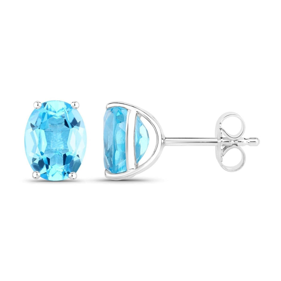 4.00 Carat Genuine Swiss Blue Topaz .925 Sterling Silver Earrings - Earrings - Custom Crafting Alliance, LLC