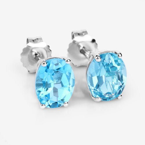 4.00 Carat Genuine Swiss Blue Topaz .925 Sterling Silver Earrings - Earrings - Custom Crafting Alliance, LLC