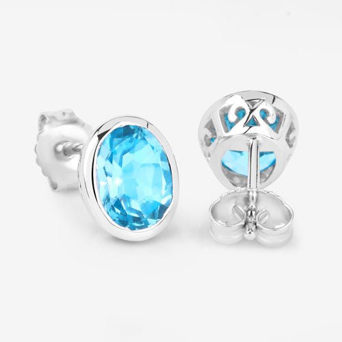 4.00 Carat Genuine Swiss Blue Topaz .925 Sterling Silver Earrings - Earrings - Custom Crafting Alliance, LLC