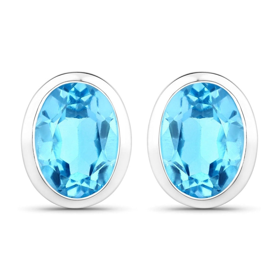 4.00 Carat Genuine Swiss Blue Topaz .925 Sterling Silver Earrings - Earrings - Custom Crafting Alliance, LLC