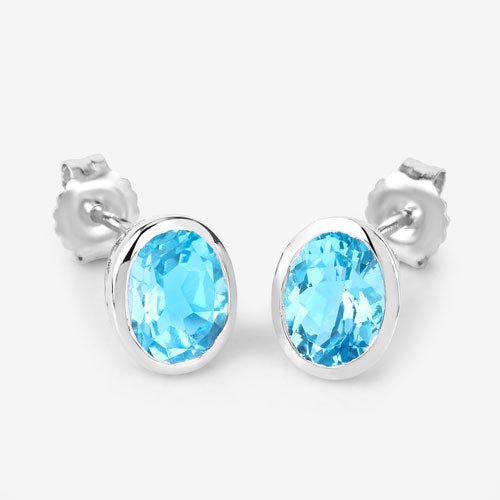 4.00 Carat Genuine Swiss Blue Topaz .925 Sterling Silver Earrings - Earrings - Custom Crafting Alliance, LLC