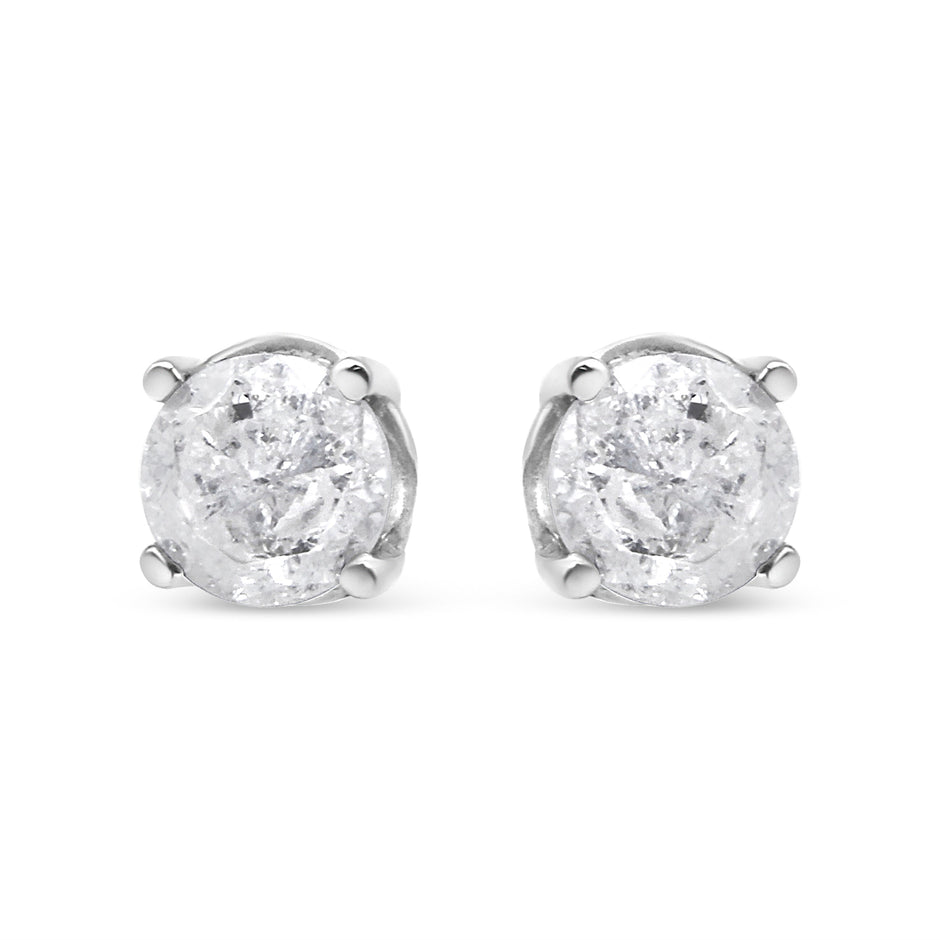 14K White Gold 3/4 Cttw Lab Grown Diamond 4-Prong Classic Stud Earrings (F-G Color, VS2-SI1 Clarity)