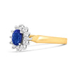 14K Yellow Gold 1/5 Cttw Round Diamond and 6x4mm Oval Blue Tanzanite Halo Ring (H-I Color, I1-I2 Clarity) - Size 7.75