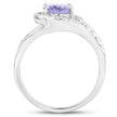 1.82 Carat Genuine Tanzanite and White Zircon .925 Sterling Silver Ring