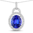 4.06 Carat Genuine Tanzanite and White Diamond 14K White Gold Pendant - Pendants - Custom Crafting Alliance, LLC