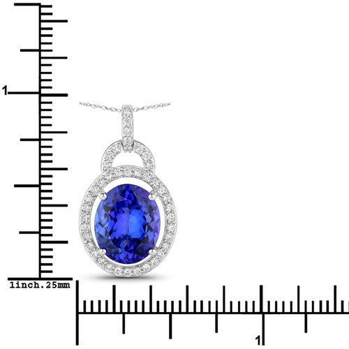 4.06 Carat Genuine Tanzanite and White Diamond 14K White Gold Pendant - Pendants - Custom Crafting Alliance, LLC