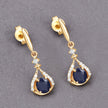 0.86 Carat Genuine Blue Sapphire and White Diamond 14K Yellow Gold Earrings