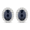2.16 Carat Genuine Blue Sapphire and White Diamond 14K White Gold Earrings