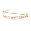 14K Rose Gold Plated .925 Sterling Silver 1/10 Cttw Diamond Alternating Swirl link Bolo Bracelet (I-J Color, I2-I3 Clarity) - 6