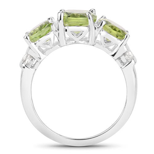 4.14 Carat Genuine Peridot and White Topaz .925 Sterling Silver Ring - Rings - Custom Crafting Alliance, LLC