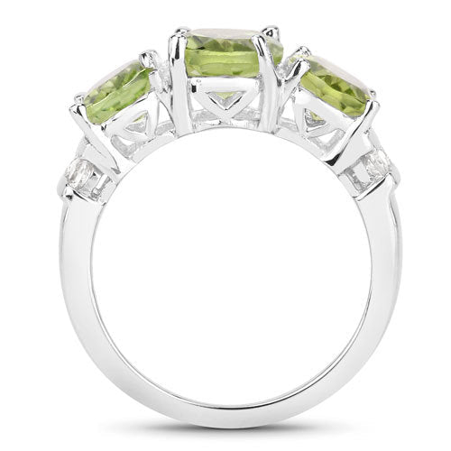 4.14 Carat Genuine Peridot and White Topaz .925 Sterling Silver Ring - Rings - Custom Crafting Alliance, LLC