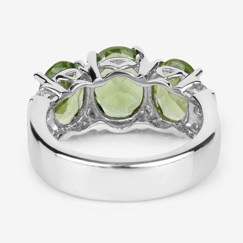 4.14 Carat Genuine Peridot and White Topaz .925 Sterling Silver Ring - Rings - Custom Crafting Alliance, LLC