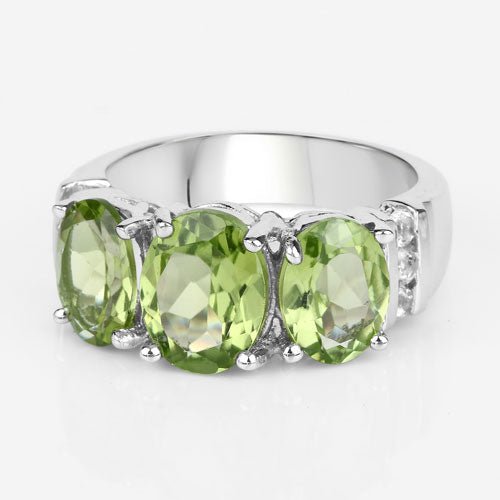 4.14 Carat Genuine Peridot and White Topaz .925 Sterling Silver Ring - Rings - Custom Crafting Alliance, LLC