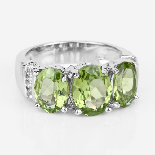 4.14 Carat Genuine Peridot and White Topaz .925 Sterling Silver Ring - Rings - Custom Crafting Alliance, LLC