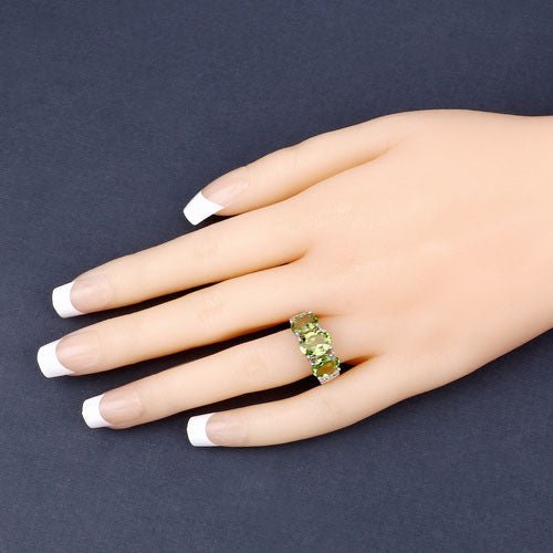 4.14 Carat Genuine Peridot and White Topaz .925 Sterling Silver Ring - Rings - Custom Crafting Alliance, LLC
