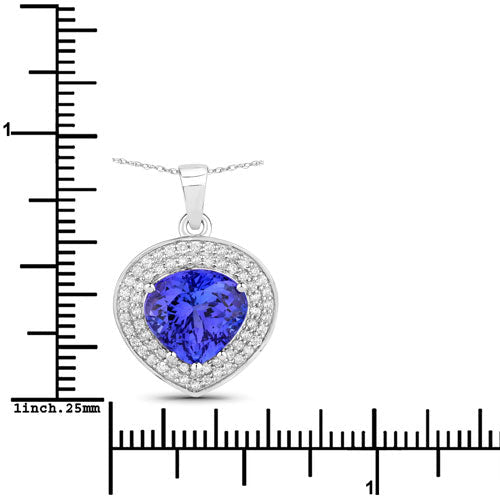 4.17 Carat Genuine Tanzanite and White Diamond 14K White Gold Pendant - Pendants - Custom Crafting Alliance, LLC