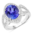 4.19 Carat Genuine Tanzanite and White Diamond 14K White Gold Ring - Rings - Custom Crafting Alliance, LLC