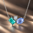 925 Sterling Silver White Gold Plated Transparent Glass CZ 40+5cm Pendant Necklace for Women