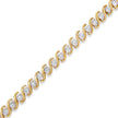 14K Yellow Gold Plated .925 Sterling Silver 1/2 Cttw Round Miracle-Set Diamond S-Curve Tennis Bracelet (I-J Color, I3 Clarity) - 7