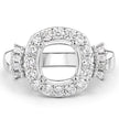 0.73 Carat Genuine White Diamond 14K White Gold Semi Mount Ring - holds 8x8mm Cushion Gemstone