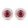 1.22 Carat Genuine Ruby and White Diamond 14K Yellow Gold Earrings
