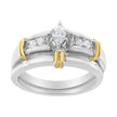 14K Yellow and White Gold 1/3 Cttw Marquise Diamond Cocktail Engagement Ring Set (H-I Color, SI1-SI2 Clarity) - Size 7