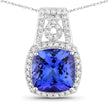 4.30 Carat Genuine Tanzanite and White Diamond 14K White Gold Pendant - Pendants - Custom Crafting Alliance, LLC