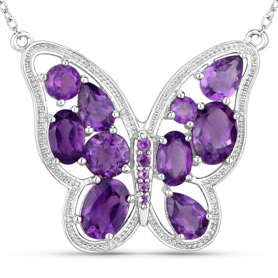 4.32 Carat Genuine Amethyst .925 Sterling Silver Necklace - Necklaces - Custom Crafting Alliance, LLC
