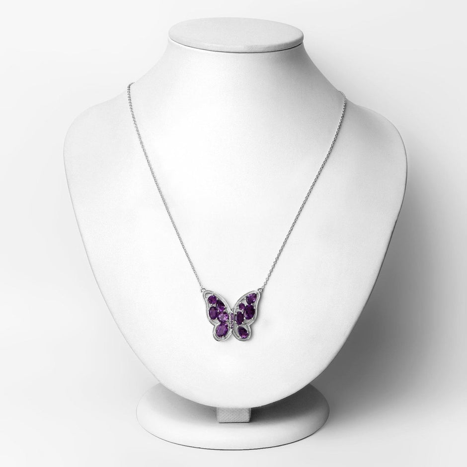 4.32 Carat Genuine Amethyst .925 Sterling Silver Necklace - Necklaces - Custom Crafting Alliance, LLC