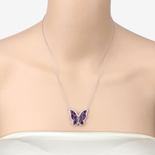 4.32 Carat Genuine Amethyst .925 Sterling Silver Necklace - Necklaces - Custom Crafting Alliance, LLC