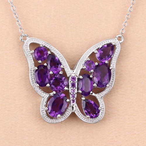 4.32 Carat Genuine Amethyst .925 Sterling Silver Necklace - Necklaces - Custom Crafting Alliance, LLC