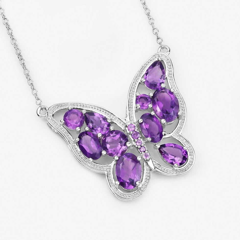 4.32 Carat Genuine Amethyst .925 Sterling Silver Necklace - Necklaces - Custom Crafting Alliance, LLC