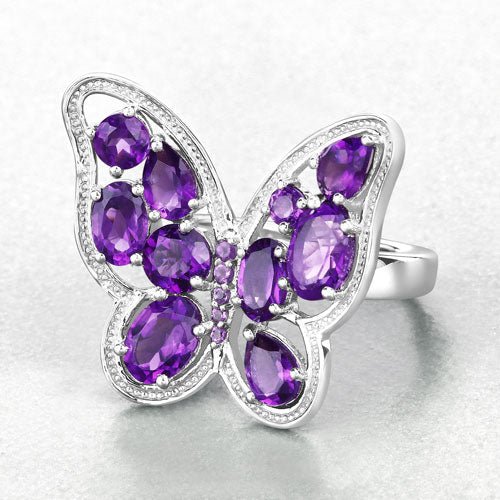 4.32 Carat Genuine Amethyst .925 Sterling Silver Ring - Rings - Custom Crafting Alliance, LLC