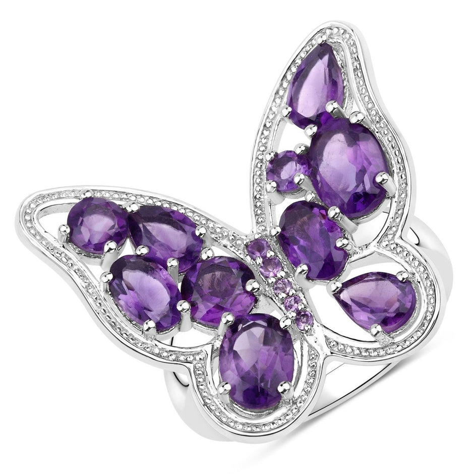 4.32 Carat Genuine Amethyst .925 Sterling Silver Ring - Rings - Custom Crafting Alliance, LLC