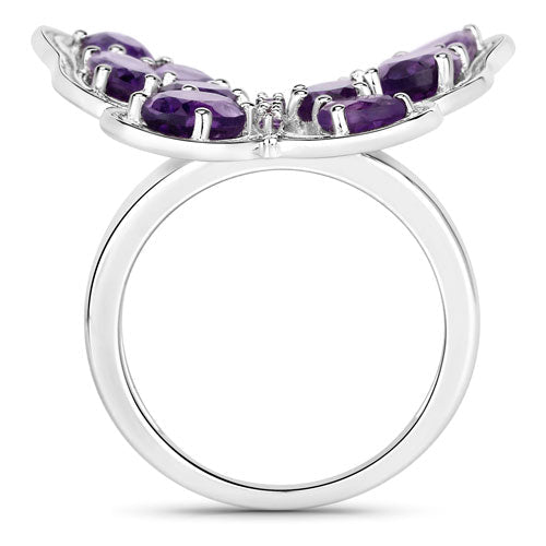 4.32 Carat Genuine Amethyst .925 Sterling Silver Ring - Rings - Custom Crafting Alliance, LLC