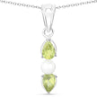 1.40 Carat Genuine Peridot and Pearl .925 Sterling Silver Pendant