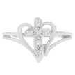 10K White Gold Diamond-Accented Cross & Open Heart Promise Fashion Ring (H-I Color, I1-I2 Clarity) - Size 7