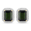 3.57 Carat Genuine Green Tourmaline and White Diamond 14K Yellow Gold Earrings