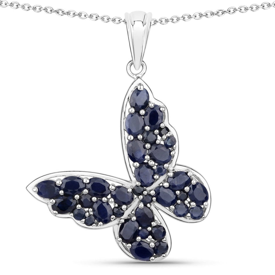 4.36 Carat Genuine Blue Sapphire .925 Sterling Silver Pendant - Pendants - Custom Crafting Alliance, LLC