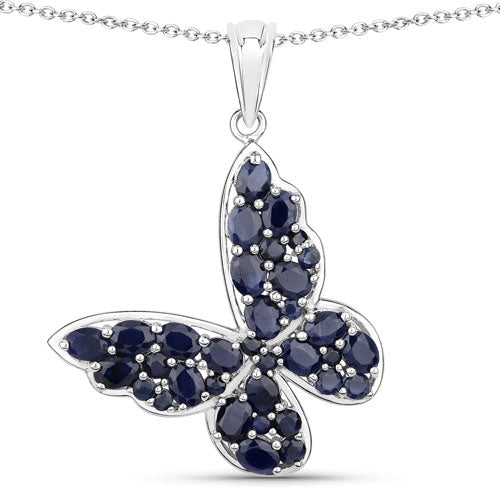 4.36 Carat Genuine Blue Sapphire .925 Sterling Silver Pendant - Pendants - Custom Crafting Alliance, LLC