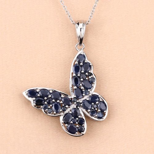 4.36 Carat Genuine Blue Sapphire .925 Sterling Silver Pendant - Pendants - Custom Crafting Alliance, LLC