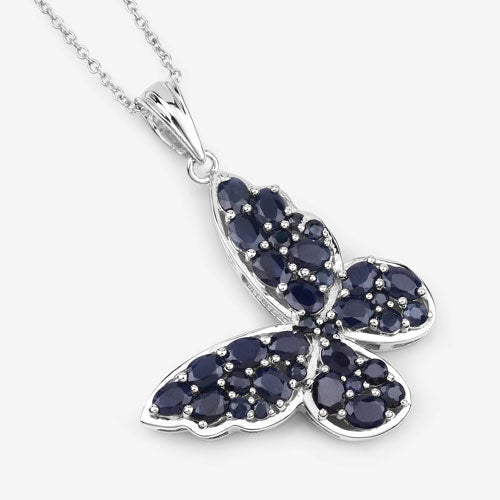 4.36 Carat Genuine Blue Sapphire .925 Sterling Silver Pendant - Pendants - Custom Crafting Alliance, LLC