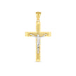 14k Two Tone Gold High Polish Diamond Cut Cross Pendant