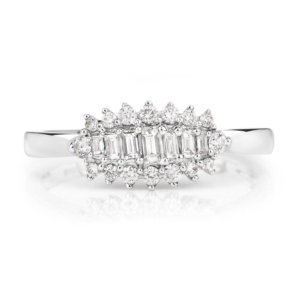 0.37 Carat Genuine White Diamond 14K White Gold Ring (E-F Color, VS-SI Clarity)