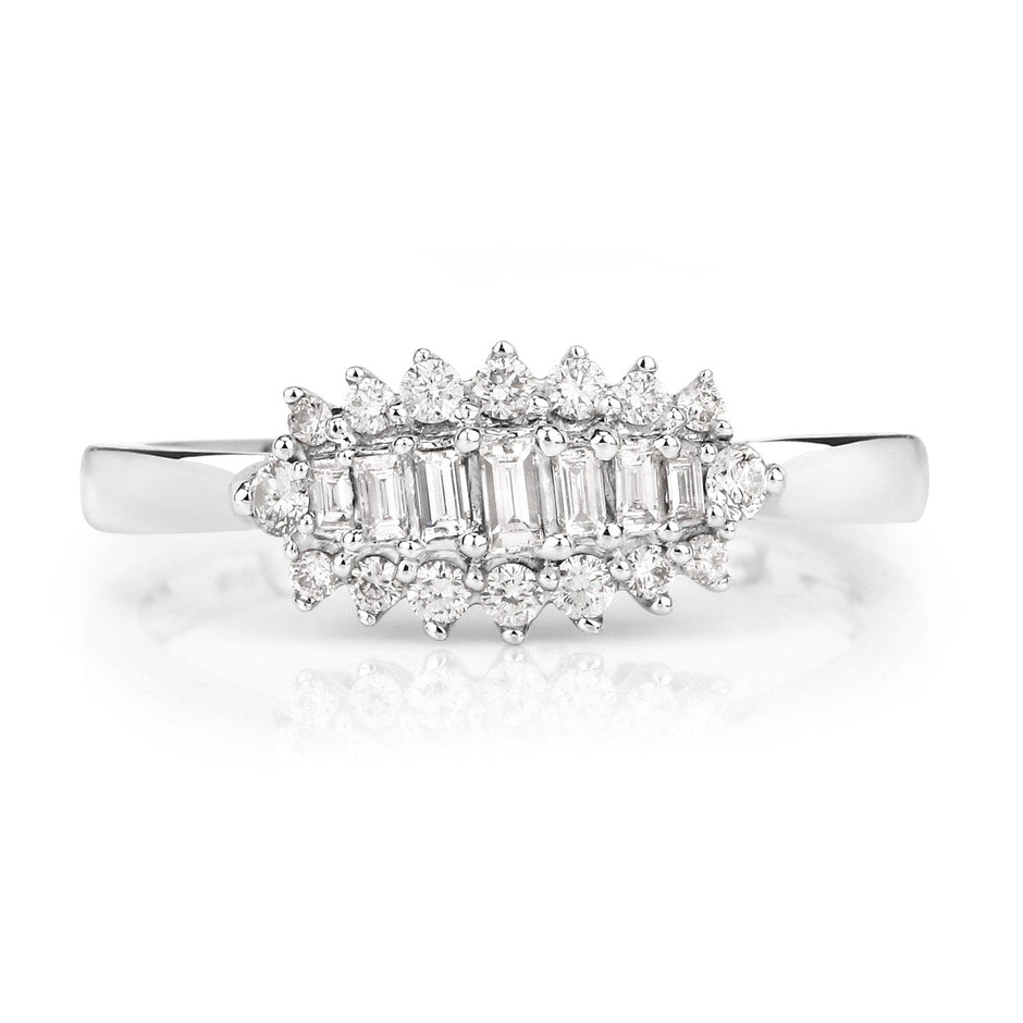 0.37 Carat Genuine White Diamond 14K White Gold Ring (E-F Color, VS-SI Clarity)
