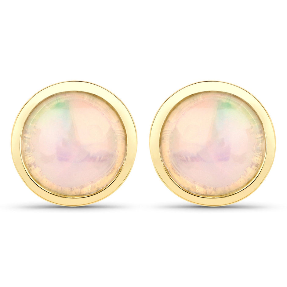 1.00 Carat Genuine Ethiopian Opal .925 Sterling Silver Earrings