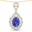 4.40 Carat Genuine Tanzanite and White Diamond 14K Yellow Gold Pendant - Pendants - Custom Crafting Alliance, LLC