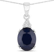 4.41 Carat Genuine Blue Sapphire and White Diamond 14K White Gold Pendant - Pendants - Custom Crafting Alliance, LLC